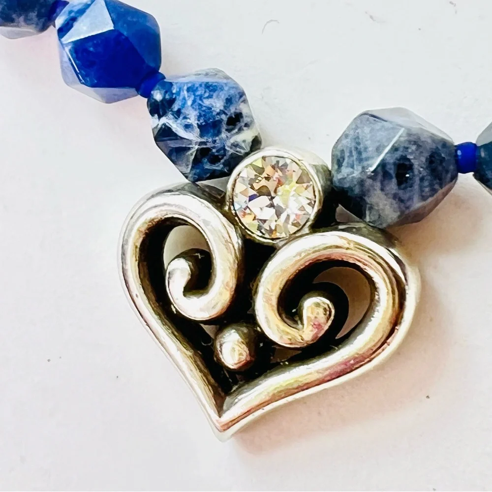 Brighton Lapis Lazuli Heart Necklace Blue Gemstone 15.5” + 2.5” Extender